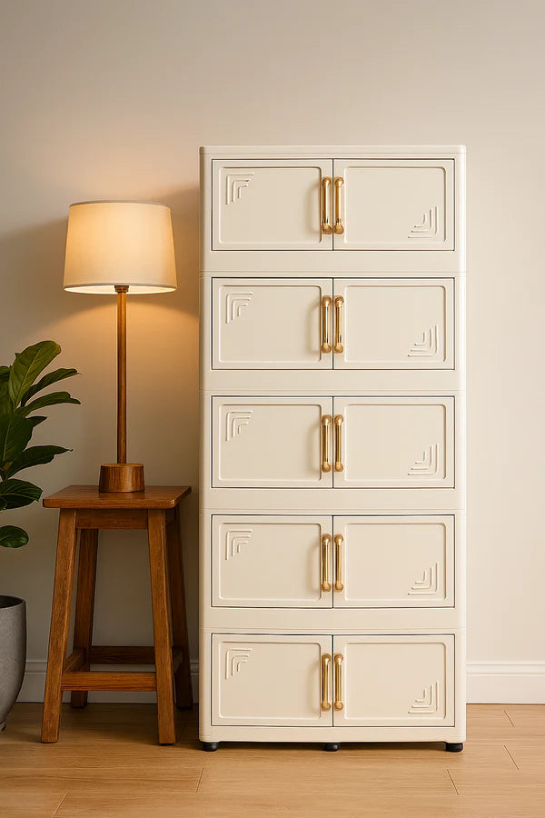 5-Tier Plastic Storage Cabinet – Multi-Purpose Organizer