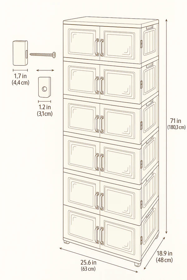 5-Tier Plastic Storage Cabinet – Multi-Purpose Organizer