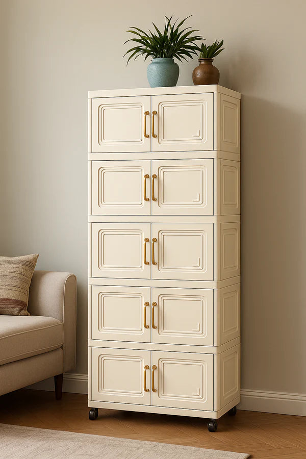 5-Tier Plastic Storage Cabinet – Multi-Purpose Organizer